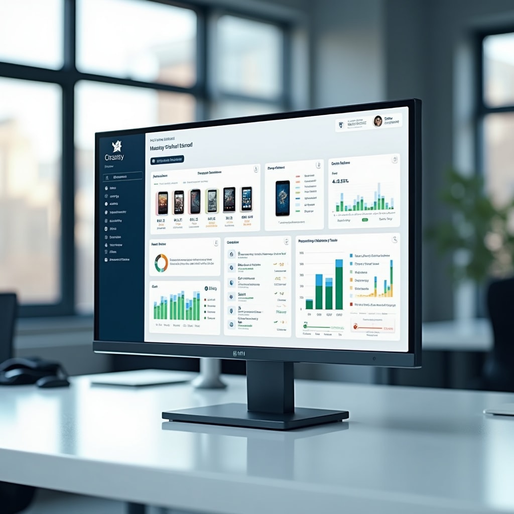 Interface de gestión MDM con múltiples dispositivos